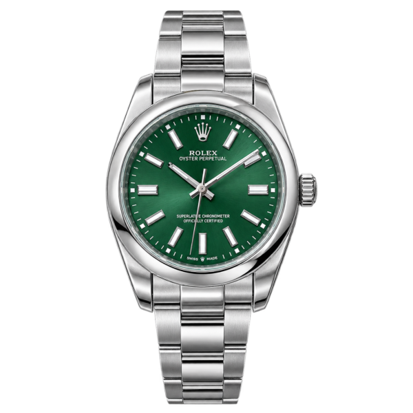 Montre Homme Argentée à Cadran Vert – Élégance Intemporelle
