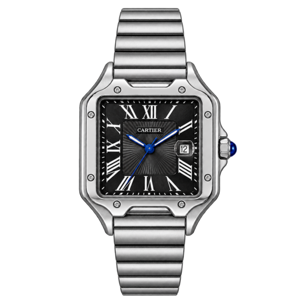 Montre Homme Argentée à Cadran Noir – Style Élégant