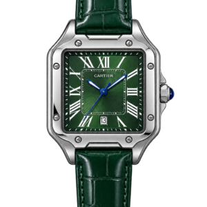 Montre Homme Argentée à Cadran Vert & Bracelet Vert – Style Élégant