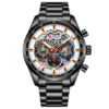 Montre Homme Chronographe Noire – Cadran Squelette Argenté