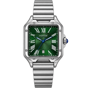 Montre Homme Argentée à Cadran Vert – Style Élégant